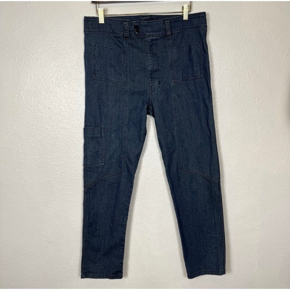 Prairie Underground Jeans Womens Large Cargo Dark Wash Cotton Stretch High Rise - Picture 1 of 11